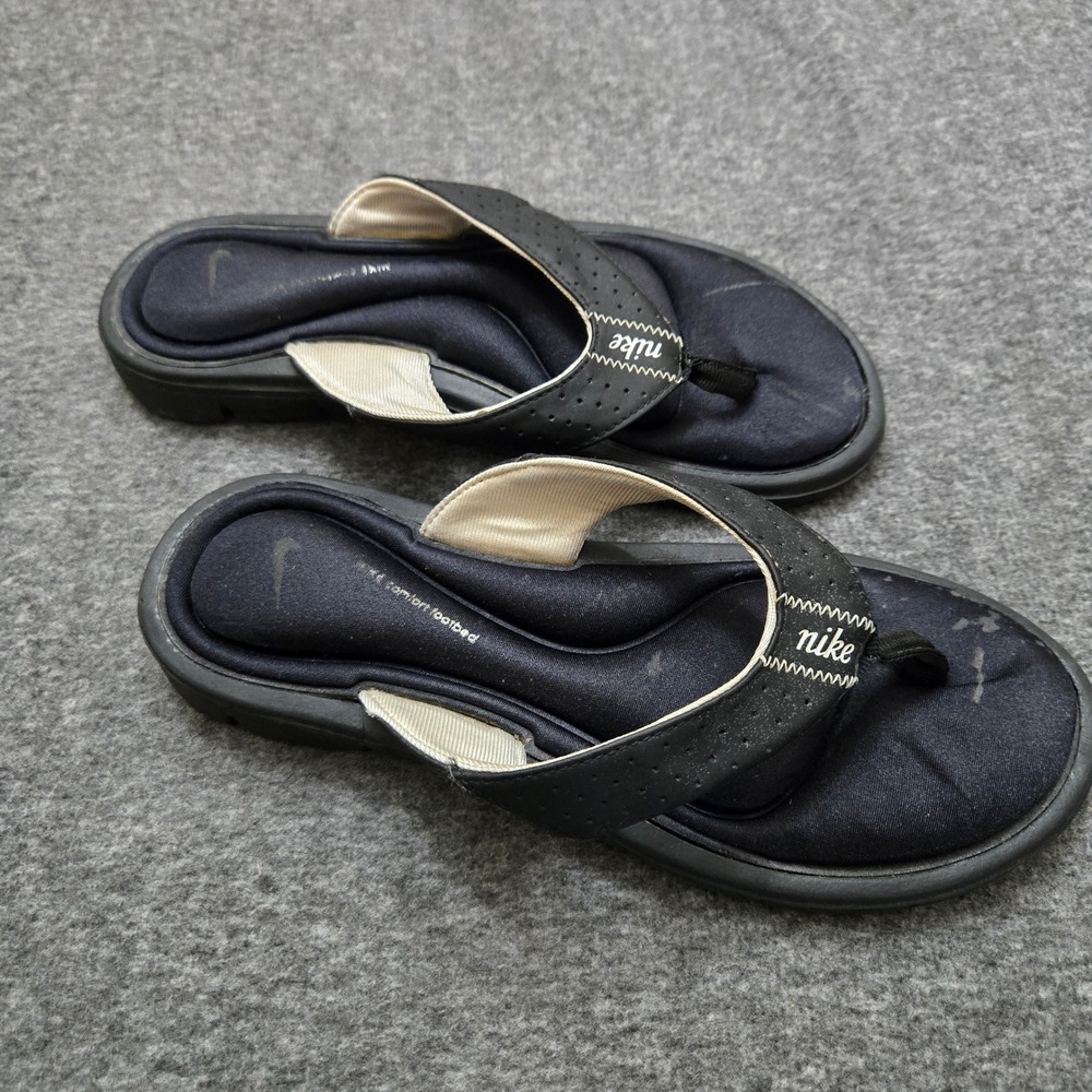 Nike Comfort Footbed Flip Flops Women 8 Black Sporty Casual Outdoors Sandals